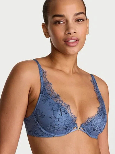 Victoria's Secret Very Sexy Denim Rose Lace Lightly Lined Plunge Bra In Multi