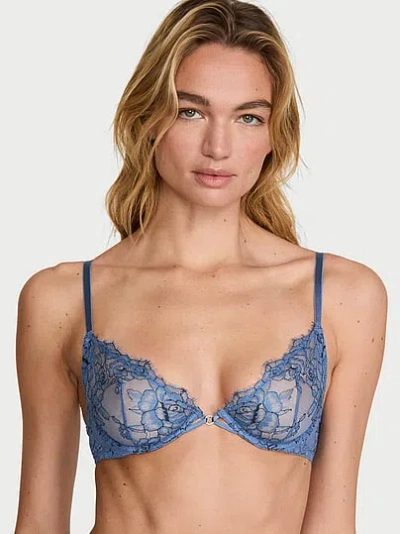 Victoria's Secret Very Sexy Denim Rose Lace Unlined Demi Bra In Blue