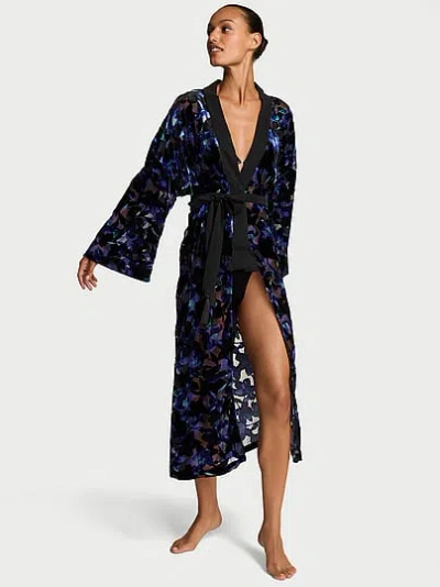 Victoria's Secret Very Sexy Electric Orchid Burnout Velvet Long Robe In Pink