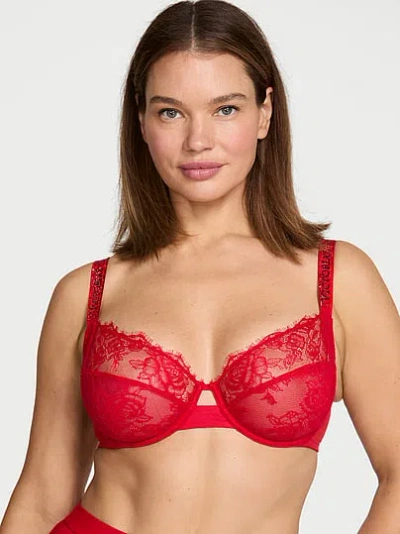 Victoria's Secret Very Sexy Fabulous By Shine Strap Lace Unlined Full-cup Bra In Red