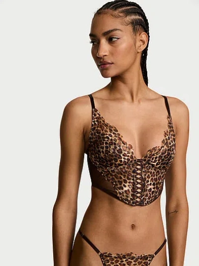 Victoria's Secret Very Sexy Geo Leo Embroidery Lightly Lined Bra Top In Brown