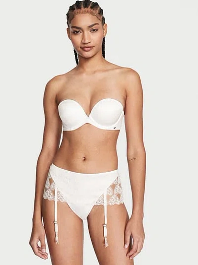 Victoria's Secret Very Sexy Heart Embroidery Open Back Garter Panty In White