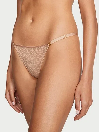 Victoria's Secret Very Sexy Icon By Lace Adjustable Thong Panty In Neutral