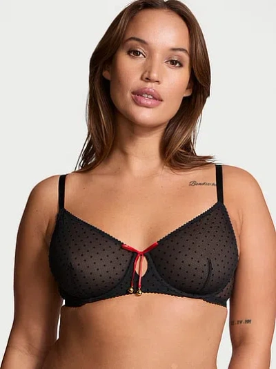Victoria's Secret Very Sexy Jingle Bells Mesh Unlined Demi Bra In Black