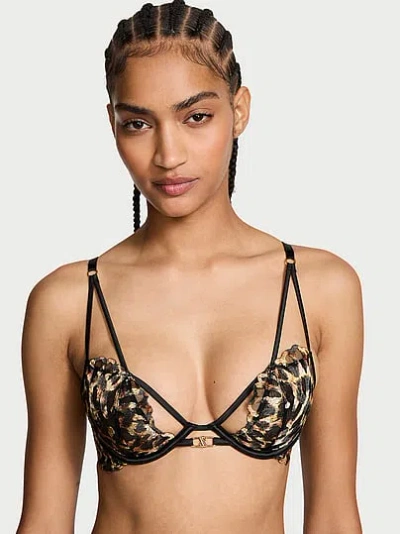 Victoria's Secret Very Sexy Leopard Embroidery Unlined Low-cut Demi Bra In Black