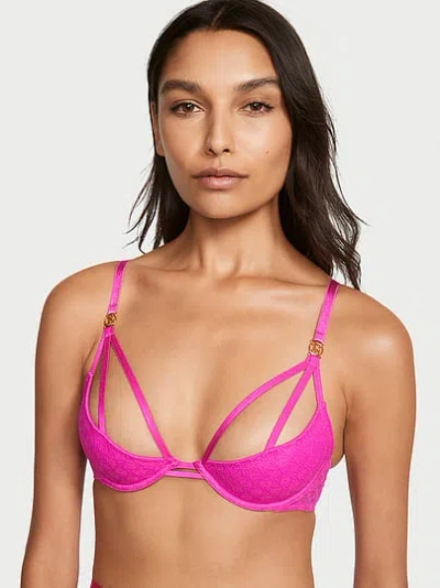 Victoria's Secret Very Sexy Logo Lace Open-cup Demi Bra In Pink