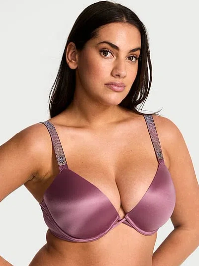 Victoria's Secret Very Sexy Logo Shine Strap Lightly Lined Low-cut Demi Bra In Purple
