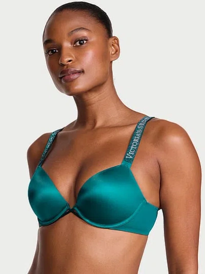 Victoria's Secret Very Sexy Logo Shine Strap Push-up Bra In Blue