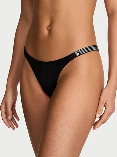Victoria's Secret Very Sexy Ombré Stripe Shine Strap Brazilian Panty In Black