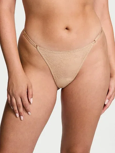 Victoria's Secret Very Sexy Rose Lace Adjustable V-string Panty In Neutral