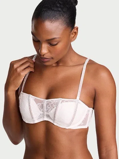 Victoria's Secret Very Sexy Rose Lace Gradient Shine Bandeau Bra In White