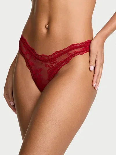 Victoria's Secret Very Sexy Rose Lace High-leg Thong Panty In Red