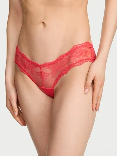 Victoria's Secret Very Sexy Rose Lace High-leg Cheeky Panty In Red