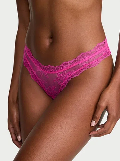 Victoria's Secret Very Sexy Rose Lace High-leg Thong Panty In Pink