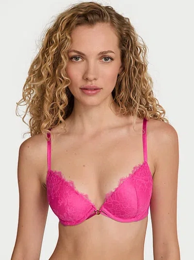 Victoria's Secret Very Sexy Rose Lace Lightly Lined Plunge Demi Bra In Pink