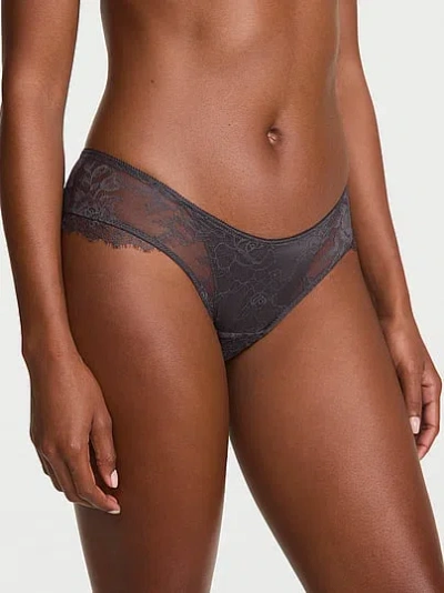 Victoria's Secret Very Sexy Rose Lace Overlay Cheeky Panty In Grey