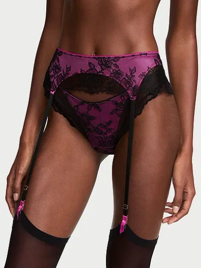 Victoria's Secret Very Sexy Rose Lace Overlay Garter Belt In Pink