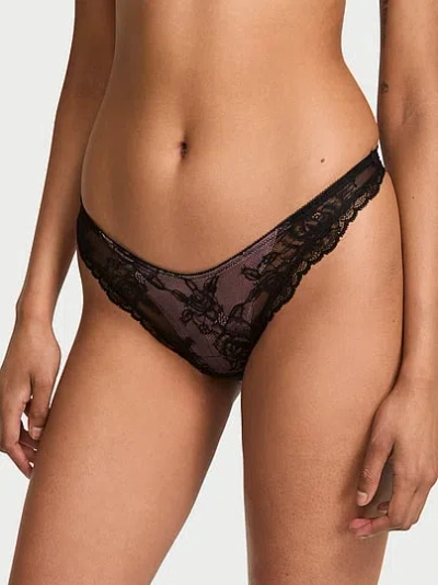 Victoria's Secret Very Sexy Rose Lace Overlay Thong Panty In Pink