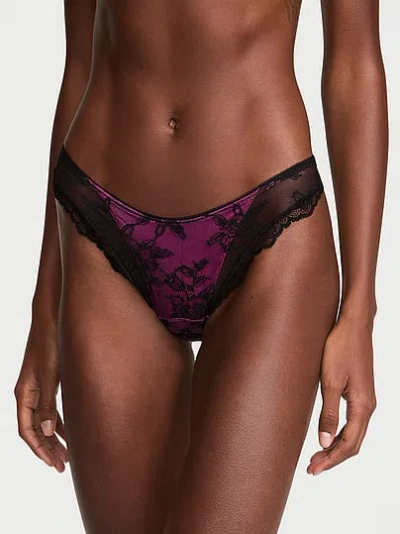 Victoria's Secret Very Sexy Rose Lace Overlay Thong Panty In Pink