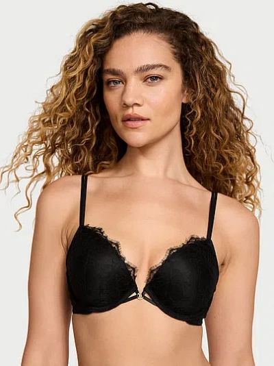 Victoria's Secret Very Sexy Rose Lace Push-up Bra In Black