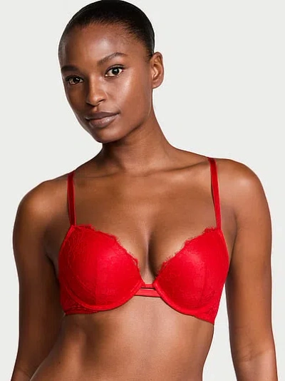 Victoria's Secret Very Sexy Rose Lace Push-up Bra In Red