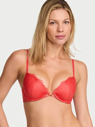 Victoria's Secret Very Sexy Rose Lace Push-up Bra In Red