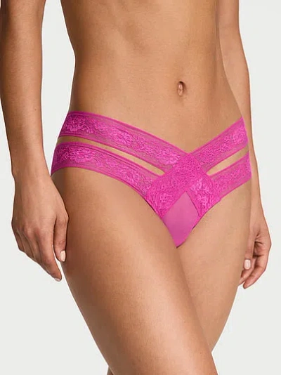 Victoria's Secret Very Sexy Rose Lace Strappy Cut-out Cheeky Panty In Pink