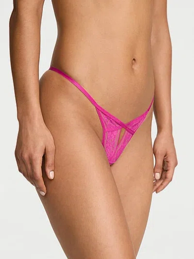 Victoria's Secret Very Sexy Rose Lace Strappy Cut-out V-string Panty In Pink