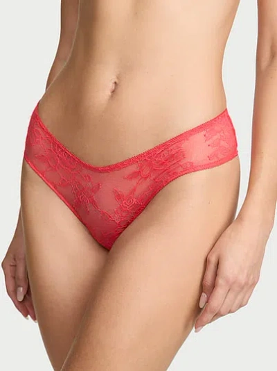 Victoria's Secret Very Sexy Rose Lace Strappy-back Charm Cheeky Panty In Red
