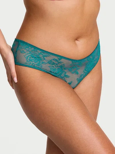 Victoria's Secret Very Sexy Rose Lace Strappy-back Hardware Cheeky Panty In Green