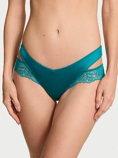 Victoria's Secret Very Sexy Rose Lace-trim Cut-out Cheeky Panty In Blue