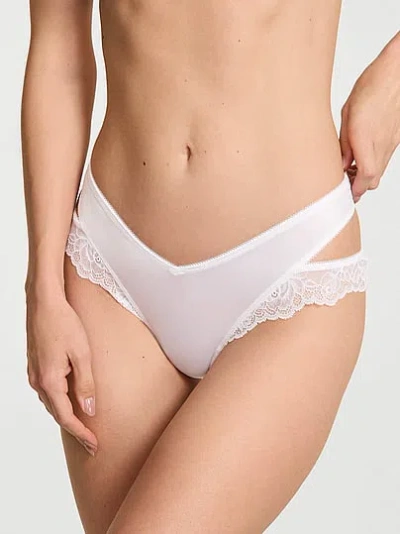 Victoria's Secret Very Sexy Rose Lace-trim Cut-out Thong Panty In White