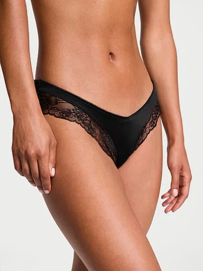 Victoria's Secret Very Sexy Rose Lace-trim High-leg Cheeky Panty In Black