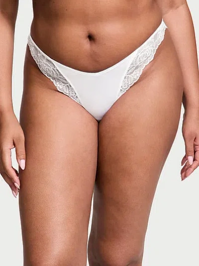 Victoria's Secret Very Sexy Rose Lace-trim High-leg Thong Panty In White