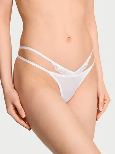 Victoria's Secret Very Sexy Rose Lace-trim Strappy Cut-out V-string Panty In White