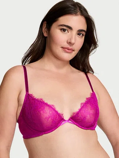 Victoria's Secret Very Sexy Rose Lace Unlined Low-cut Demi Bra In Pink