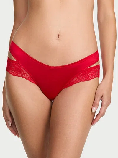 Victoria's Secret Very Sexy Rose Lace-trim Cut-out Cheeky Panty In Red
