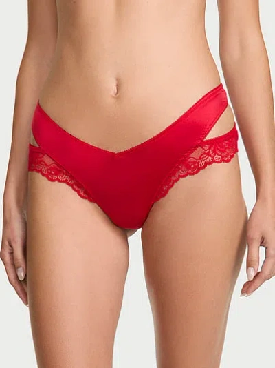 Victoria's Secret Very Sexy Rose Lace-trim Cut-out Thong Panty In Red
