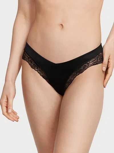 Victoria's Secret Very Sexy Rose Lace-trim High-leg Cheeky Panty In Black