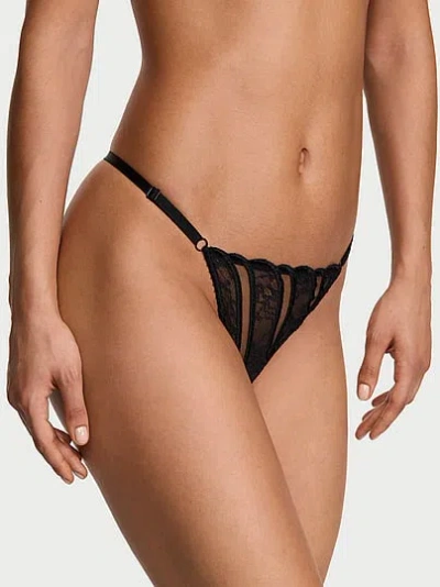 Victoria's Secret Very Sexy Sex-ray Embroidery Adjustable V-string Panty In Black