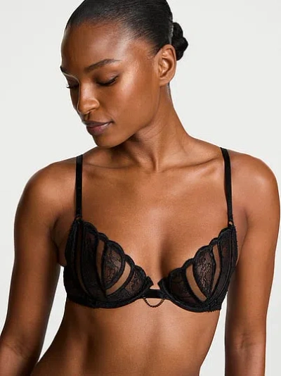 Victoria's Secret Very Sexy Sex-ray Embroidery Unlined Demi Bra In Black