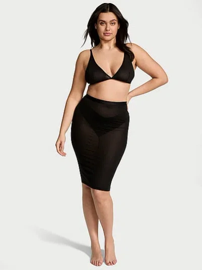 Victoria's Secret Very Sexy Sheer Knit Triangle Bralette & Tube Skirt Set In Black