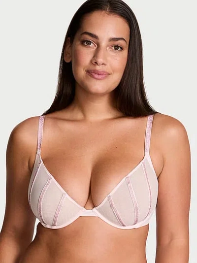 Victoria's Secret Very Sexy Sheer Shine Unlined Low-cut Demi Bra In Pink