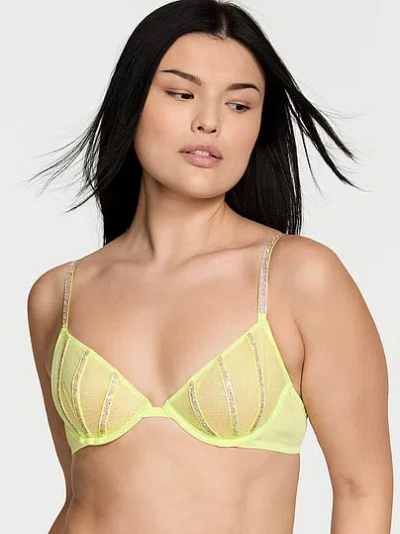 Victoria's Secret Very Sexy Sheer Shine Unlined Low-cut Demi Bra In Yellow