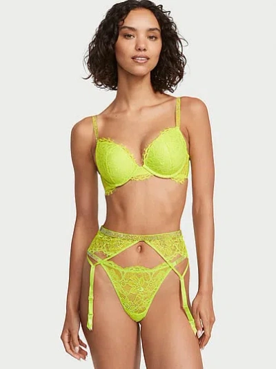 Victoria's Secret Very Sexy Shine Chain Strap Lace Garter Belt In Green