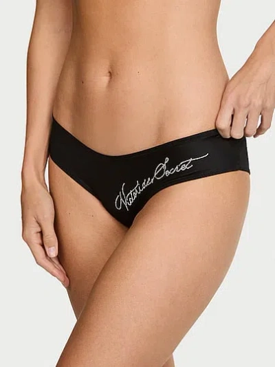 Victoria's Secret Very Sexy Shine Script Low-back Cheeky Panty In Black
