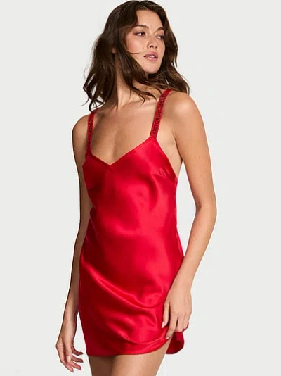 Victoria's Secret Very Sexy Shine Strap Satin Slip In Red