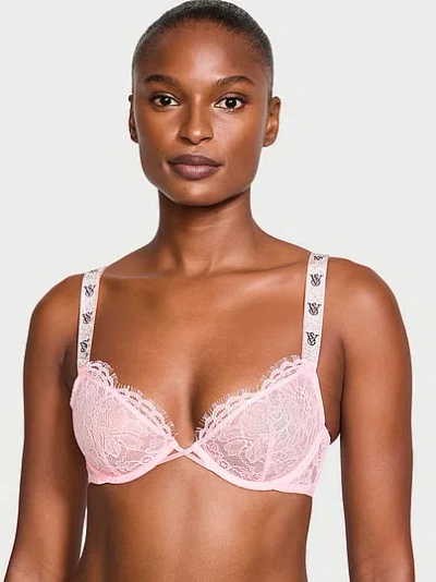 Victoria's Secret Very Sexy Shine Strap Unlined Low-cut Lace Demi Bra In Pink