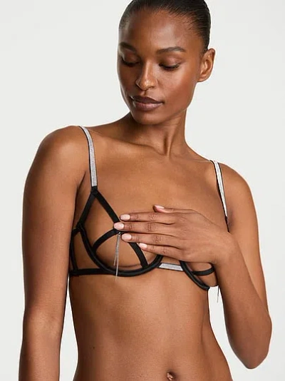 Victoria's Secret Very Sexy Shine Strappy Open-cup Balconette Bra In Animal Print