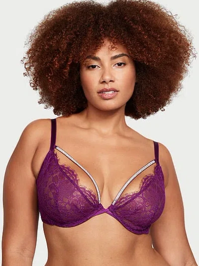 Victoria's Secret Very Sexy Shine Strappy Unlined Lace Low-cut Demi Bra In Purple